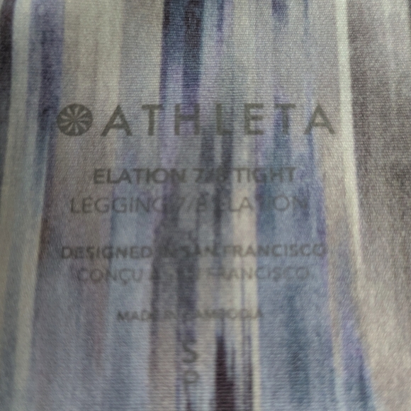Athleta Elation Cropped Tight Blue Purple Watercolor High Rise Leggings Small - Picture 2 of 16